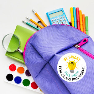 Sticker Rond Vote pour un président de classe Be Bright Vote