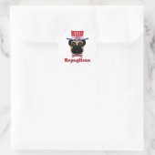 Sticker Rond Vote rePUGlican Funny Carlin en Casquette blanc ro (Sac)