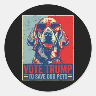 Sticker Rond Vote Rétro Trump Pour Sauver Nos Animaux Trump Usa