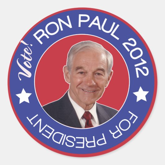 Sticker Rond Vote Ron Paul 2012 Républicain (Devant)