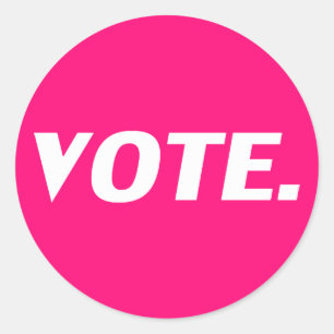 Sticker Rond "vote" - Rose chaud, magenta, blanc fuchsia