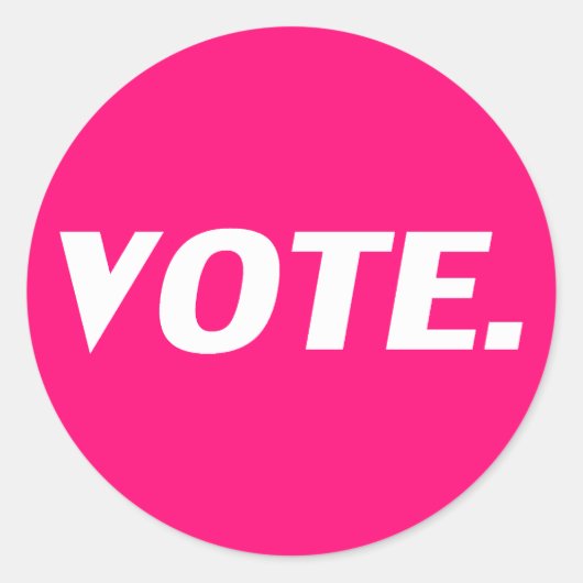 Sticker Rond "vote" - Rose chaud, magenta, blanc fuchsia (Devant)