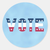 Sticker Rond VOTE Rouge blanc et bleu (étoiles) (Devant)
