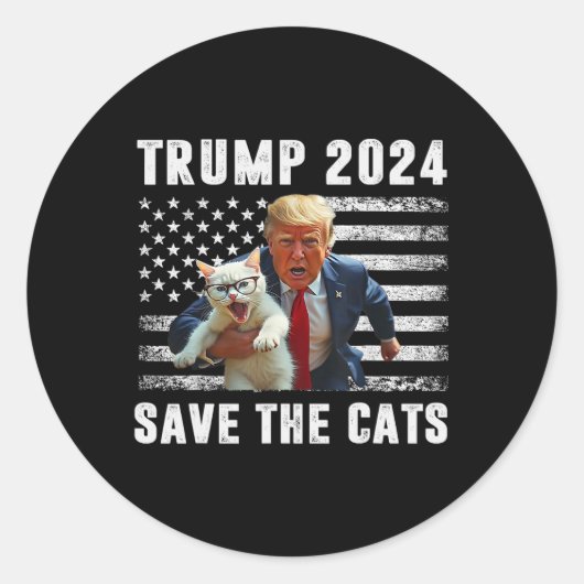 Sticker Rond Vote Trump 2025 Funny Save The Cats (Devant)