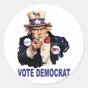 STICKER ROND VOTER DÉMOCRATE