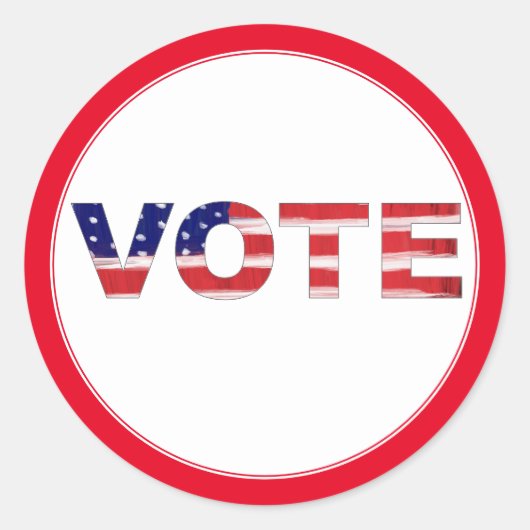 Sticker Rond Voter Le Texte Dans Les Couleurs Du Drapeau Rouge (Devant)