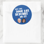 Sticker Rond Votez comme votre vie en dépend (Sac)