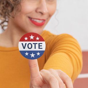 Sticker Rond Votez élection rouge et bleue