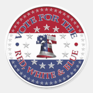 Sticker Rond Votez pour le Red, White Blue Liberty Bell 13 & 50