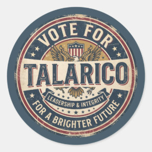 Sticker Rond Votez pour Talarico Élection démocrate
