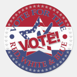 Sticker Rond Votez pour The Red, White and Blue VOTE ! Vérifica