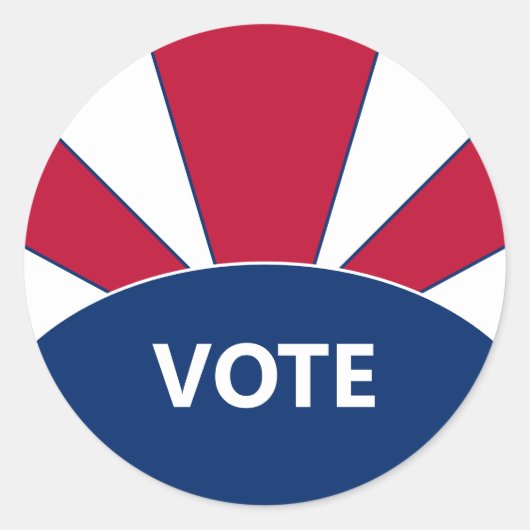 Sticker Rond Votez Red White and Blue Sunburst (Devant)