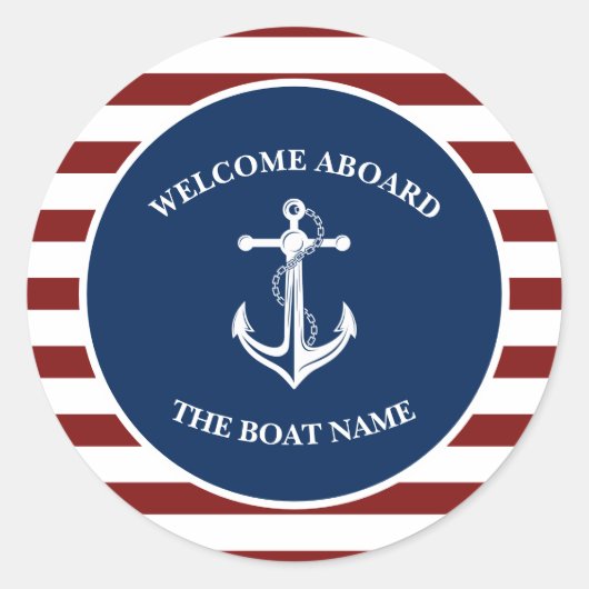 Sticker Rond Votre Ancre de nom de bateau (Devant)