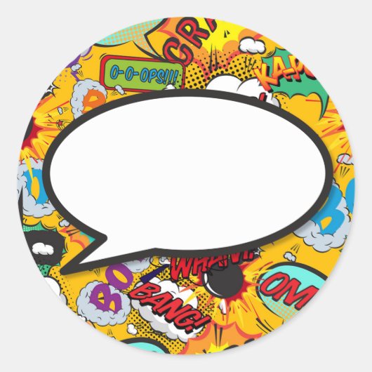 Sticker Rond Votre bulle de message vocale drôle rétro bande de (Devant)