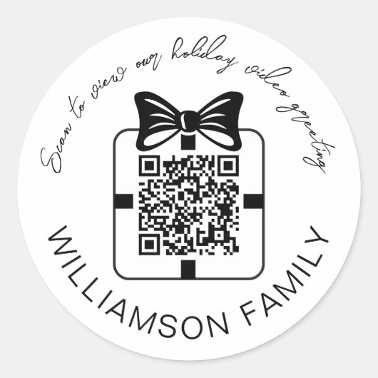 Sticker Rond Votre Code QR Famille Message Vidéo de vacances (Devant)