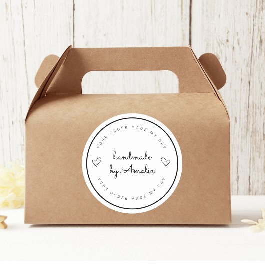 Sticker Rond "Votre Commande Fait Mon Jour | Fait à la main ave