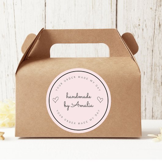 Sticker Rond "Votre Commande Fait Mon Jour | Fait à la main ave