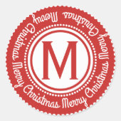 Sticker Rond Votre initiale | Joyeux Noël Festif Rouge (Devant)