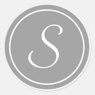 Sticker Rond Votre Lettre, Monogramme S, Gris initial