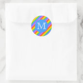 Sticker Rond Votre Lettre, Rainbow Stripes Monogramme. (Sac)