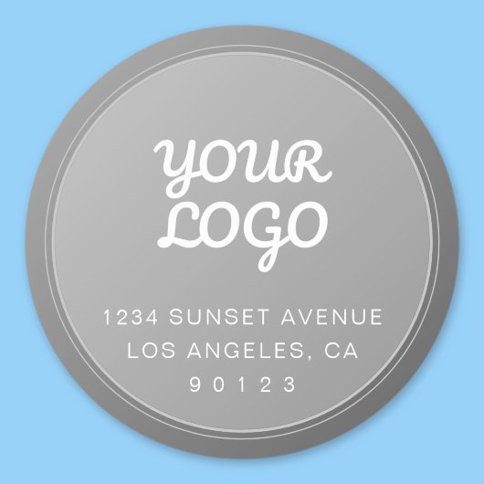 Sticker Rond Votre logo Adresse de retour au dégradé gris uniqu