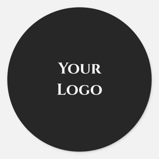 Sticker Rond Votre logo blanc modèle noir simple carte de desig (Devant)