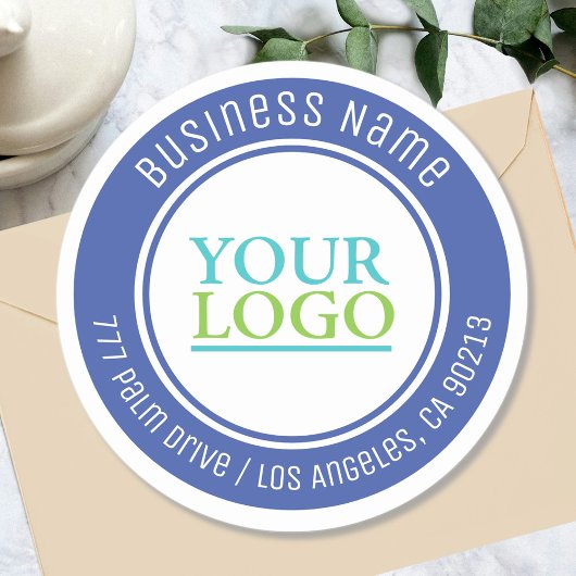 Sticker Rond Votre Logo, Bus. Nom Adresse ou tout texte, Med Bl