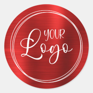 Sticker Rond Votre logo d'entreprise ici Métal Rouge