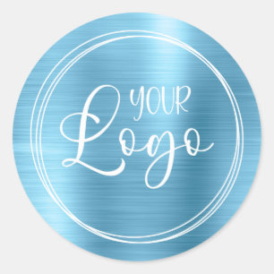 Sticker Rond Votre logo d'entreprise ici Métallic Bleu Bébé