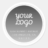 Sticker Rond Votre logo et adresse de retour avec dégradé gris  (Devant)
