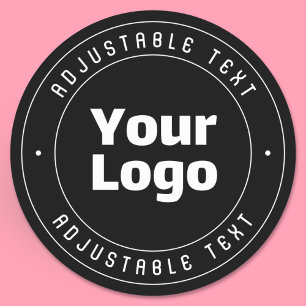 Sticker Rond Votre logo et modèle de texte modifiable Noir et