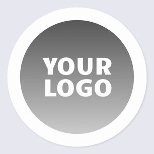 Sticker Rond Votre logo et ombre blanc gris foncé moderne bordu