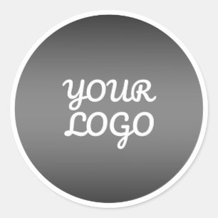 Sticker Rond Votre logo et ombre gris foncé moderne avec bordur
