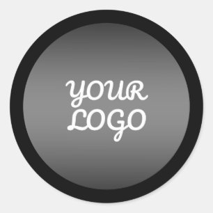 Sticker Rond Votre logo et ombre noir gris foncé moderne bordur
