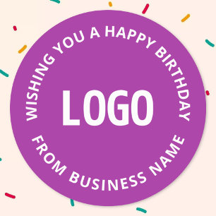 Sticker Rond Votre logo et texte personnalisé Joyeux annivers
