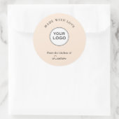 Sticker Rond Votre logo 'Fabriqué avec amour' Peach (Sac)