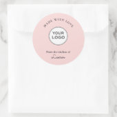 Sticker Rond Votre logo "Fabriqué avec amour" rose (Sac)