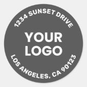 Sticker Rond Votre logo | Fond gris foncé Texte blanc (Devant)