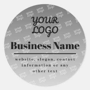 Sticker Rond Votre logo ici en motif carrelé gris et noir