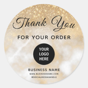 Sticker Rond Votre logo ici Merci Business Logo Gold