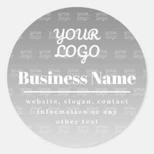 Sticker Rond Votre logo ici motif en carrelage gris et blanc