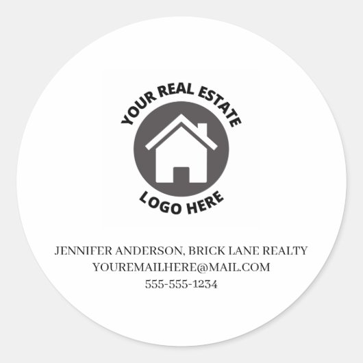 Sticker Rond Votre Logo Immobilier Ici Coordonnées (Devant)
