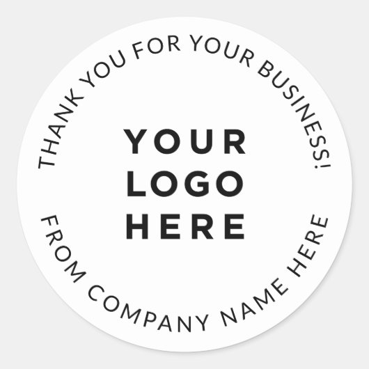 Sticker Rond Votre logo Merci blanc simple et professionnel (Devant)