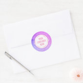 Sticker Rond Votre logo Merci rose violet (Enveloppe)