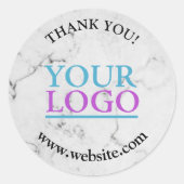 Sticker Rond Votre logo, nom et site Web Promo, marbre (Devant)