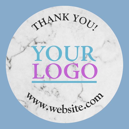 Sticker Rond Votre logo, nom et site Web Promo, marbre