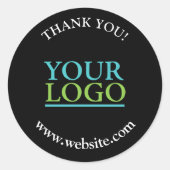 Sticker Rond Votre logo, nom et site Web Promo, noir (Devant)