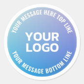 Sticker Rond Votre logo | Ombre bleue à violet et texte circula (Devant)