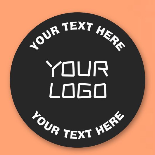 Sticker Rond Votre logo ou image et texte modifiable | Noir & B