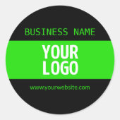 Sticker Rond Votre logo ou image | Noir et vert brillant (Devant)